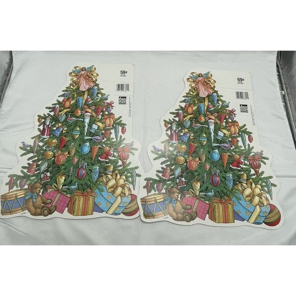 Vintage 2 Paper Magic Group Christmas Tree Bear Gifts Die Cut Decoration 13” - Picture 3 of 15
